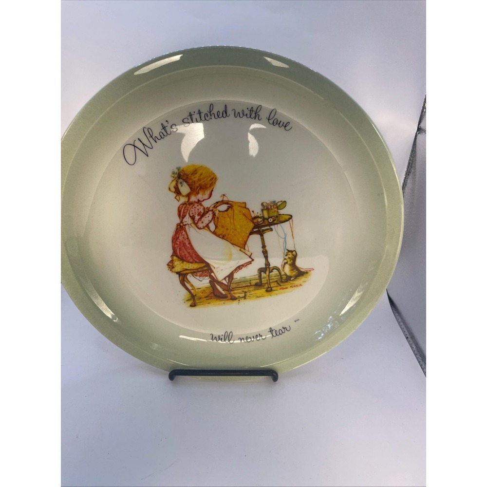 Holly Hobbie Collector's Plate "What's Stitched With Love Will Not Tear"